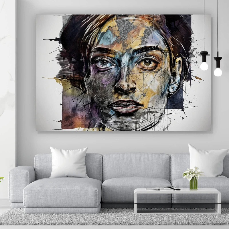 Leinwandbild Bunte Gesichtskunst Modern Art Querformat