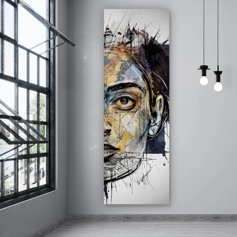Spannrahmenbild Bunte Gesichtskunst Modern Art Panorama Hoch