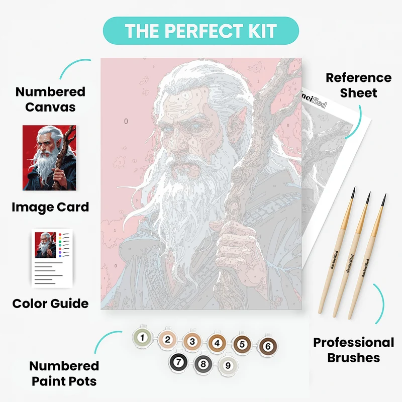 Wise Wizard with Staff - Paint by Numbers Kit