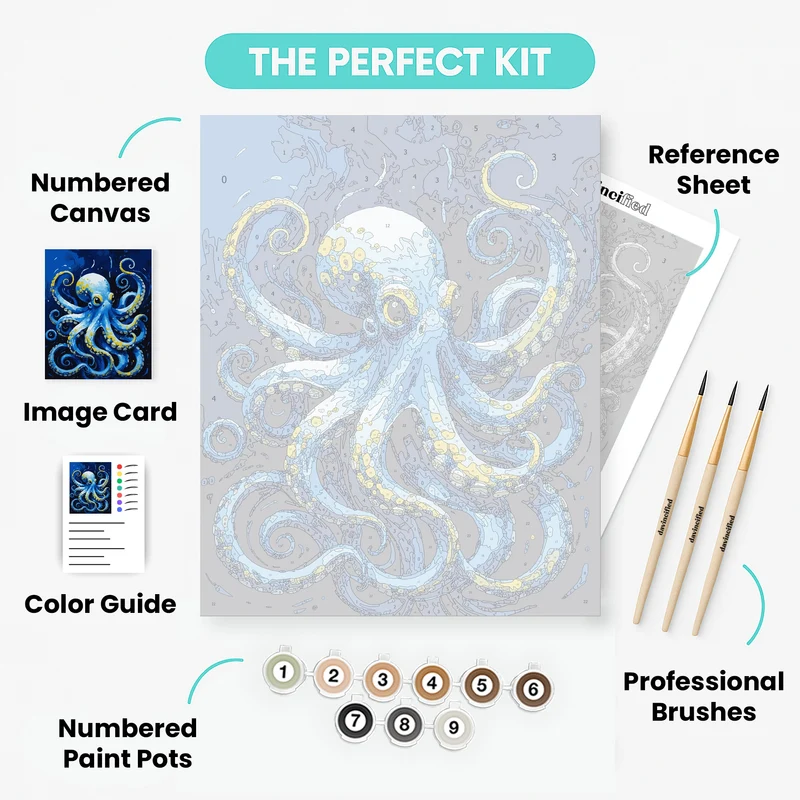 Blue Octopus Underwater Adventure - Paint by Numbers Kit