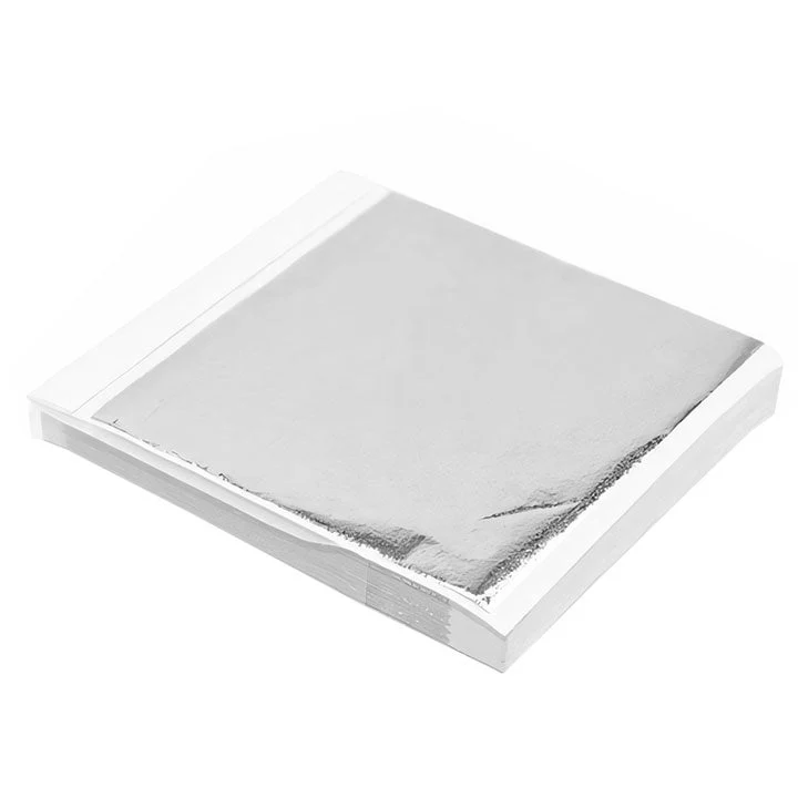 Silver-Colored Metal Leaf, 14 x 13 cm, 100 Sheets