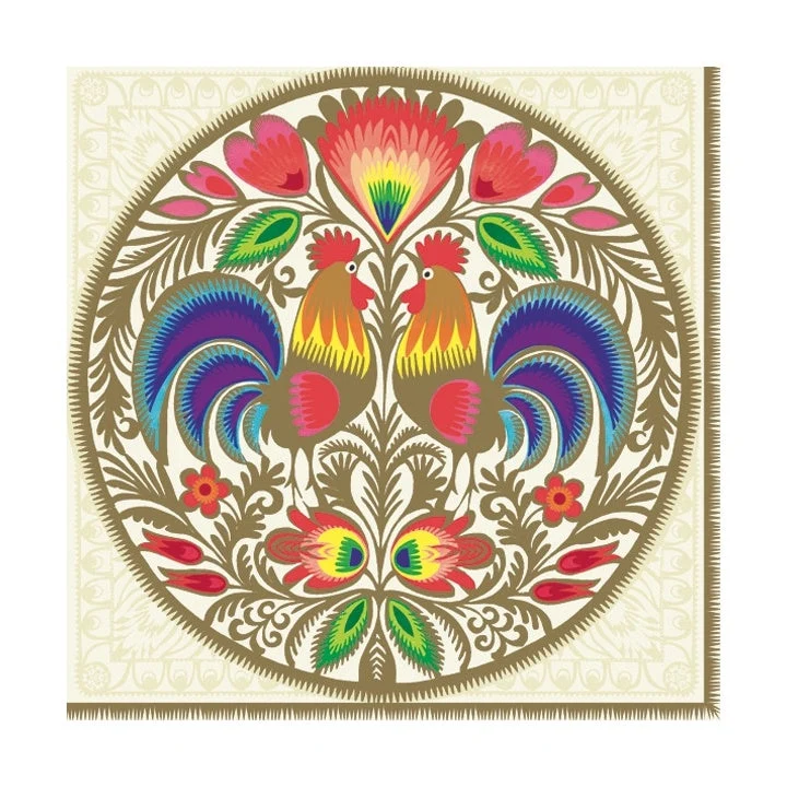 Lowicz Eco Decoupage Napkin, Round Gold Cutout - 1 pc
