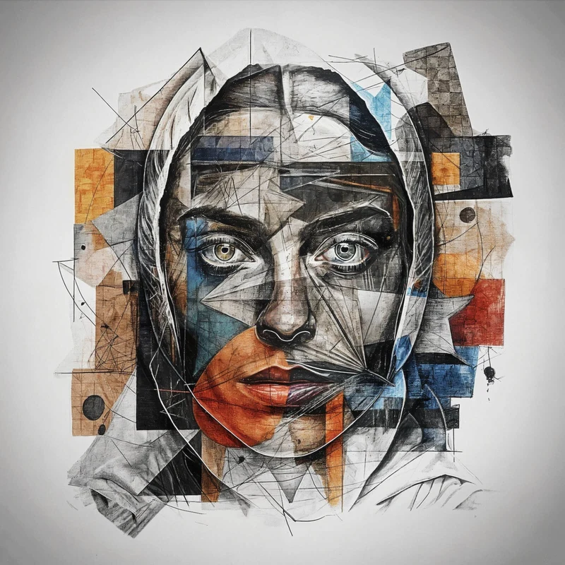 Poster Elegantes Gesichtsporträt einer Frau Quadrat