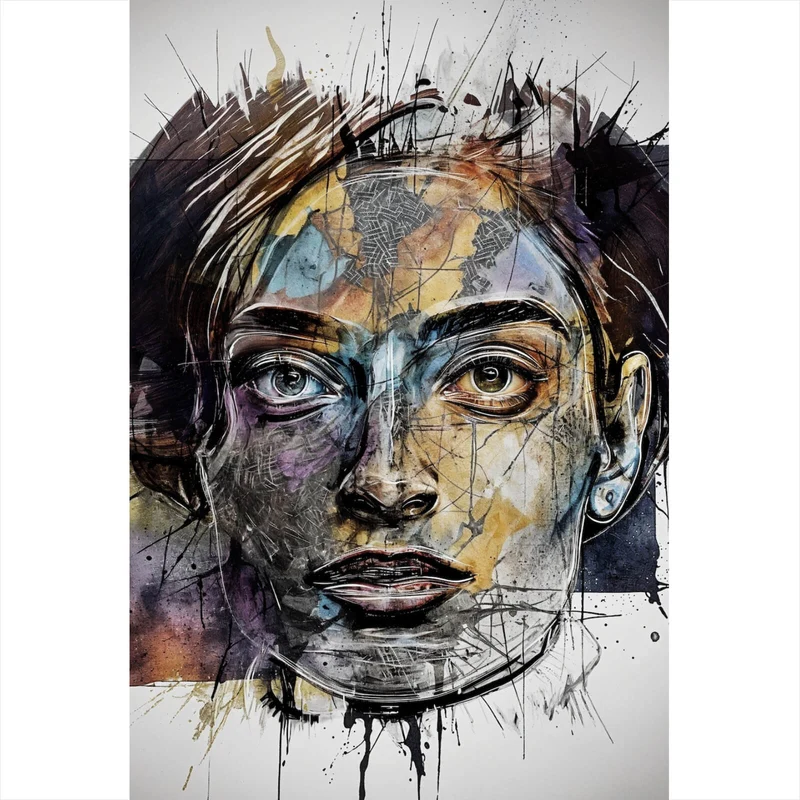 Poster Bunte Gesichtskunst Modern Art Hochformat
