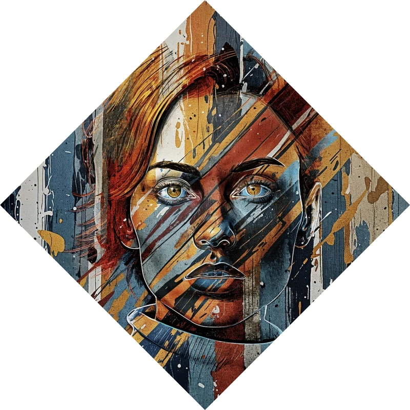 Leinwandbild Frauenporträt Modern Art Raute