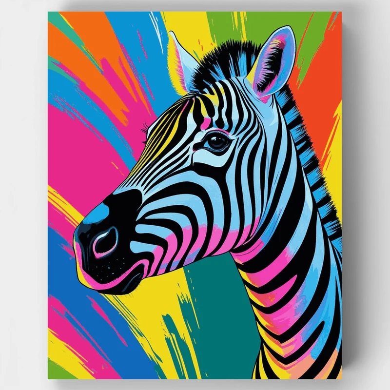 Rainbow Pop Art Zebra - Paint by Numbers Kit