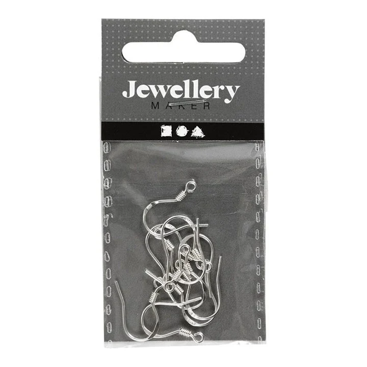 Silver Earring Hooks 14 mm - 10 pcs