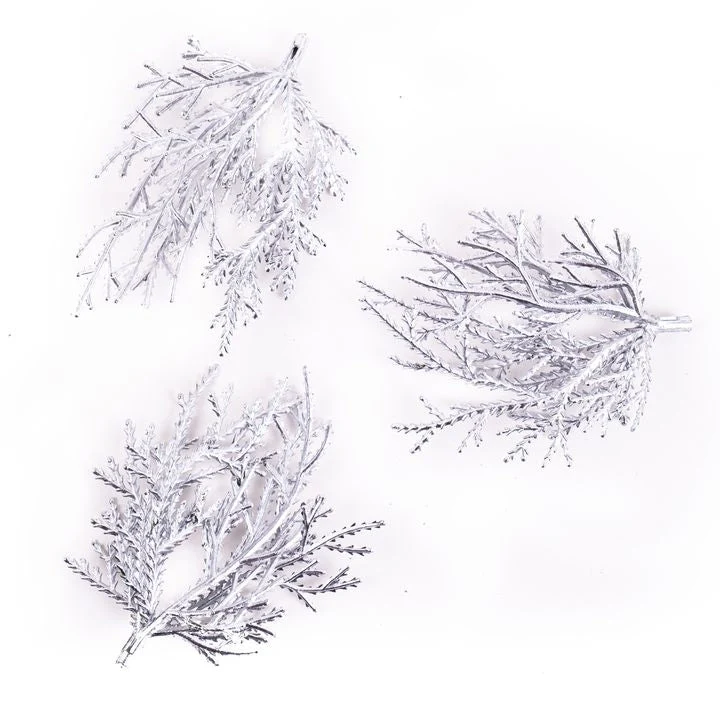 Silver Christmas Sprigs, Set of 3