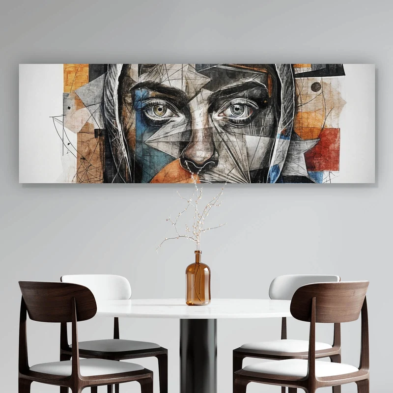 Aluminiumbild gebürstet Elegantes Gesichtsporträt einer Frau Panorama