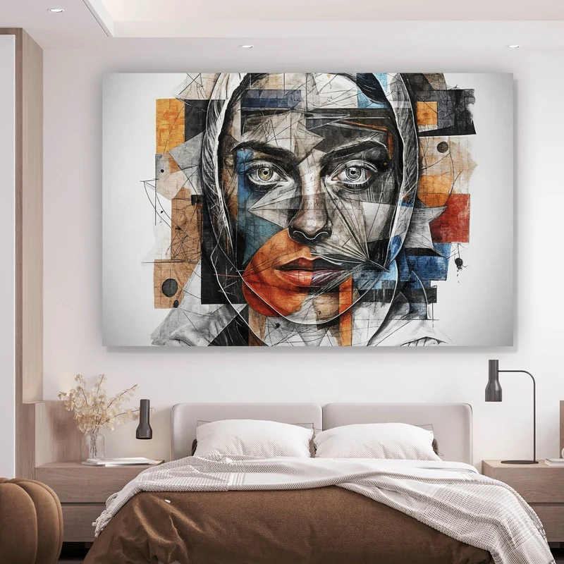 Acrylglasbild Elegantes Gesichtsporträt einer Frau Querformat