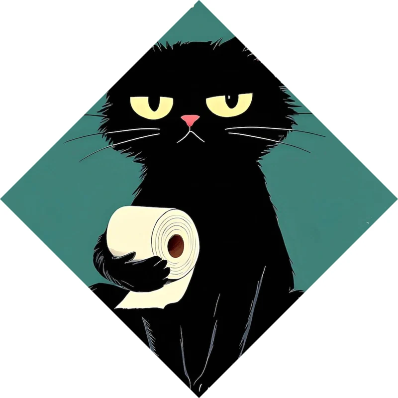 Poster Lustige Katze mit Toilettenpapier Raute