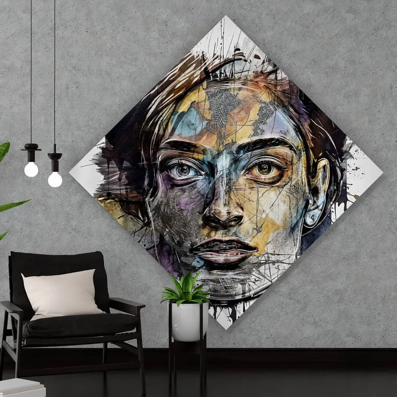Acrylglasbild Bunte Gesichtskunst Modern Art Raute