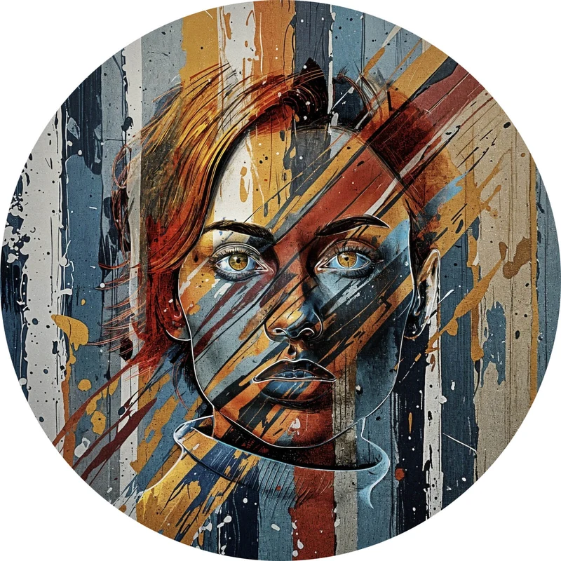 Aluminiumbild gebürstet Frauenporträt Modern Art Kreis