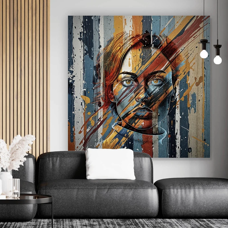Poster Frauenporträt Modern Art Quadrat