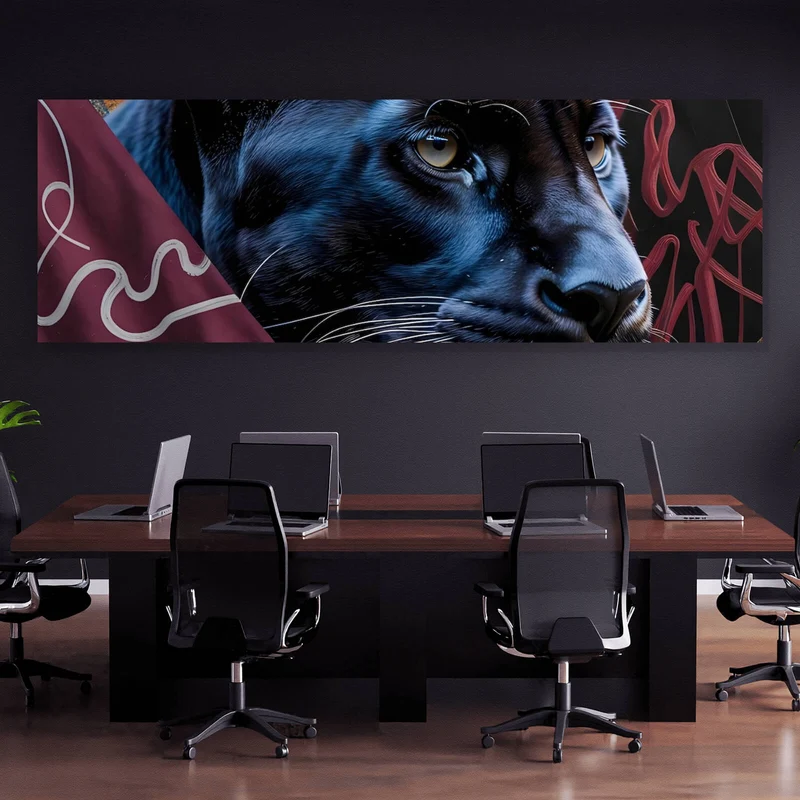 Aluminiumbild gebürstet Panther und Fische modern Panorama