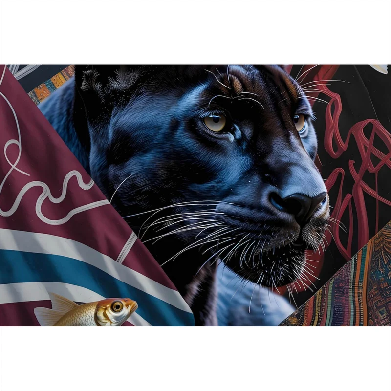 Spannrahmenbild Panther und Fische modern Querformat