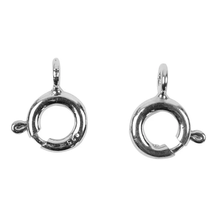 Silver Spring Ring Clasps for Jewelry, 6 mm, Set of 10