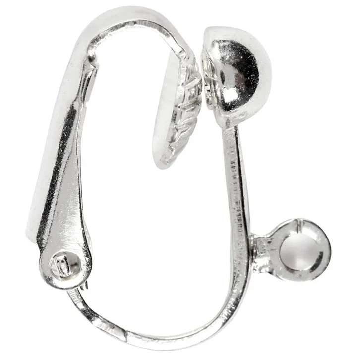 Silver Clip-On Earrings with Half Ball and Loop, Set of 6