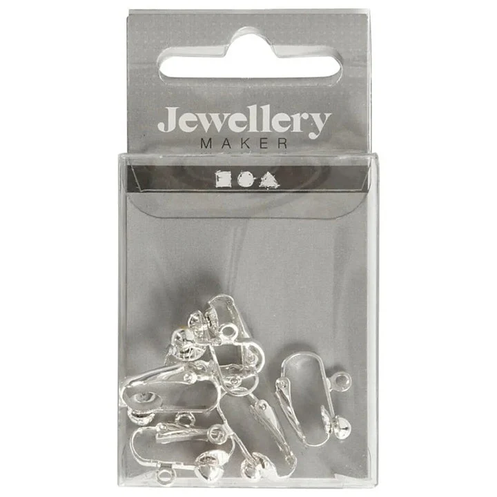Silver Clip-On Earrings with Half Ball and Loop, Set of 6