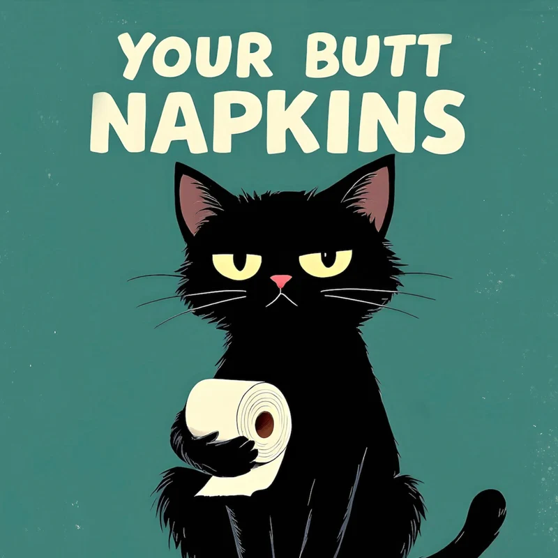 Poster Lustige Katze mit Toilettenpapier Quadrat