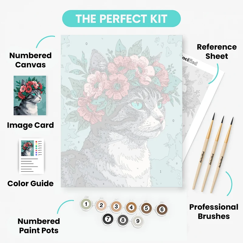 Cat with Floral Crown - Paint by Numbers Kit