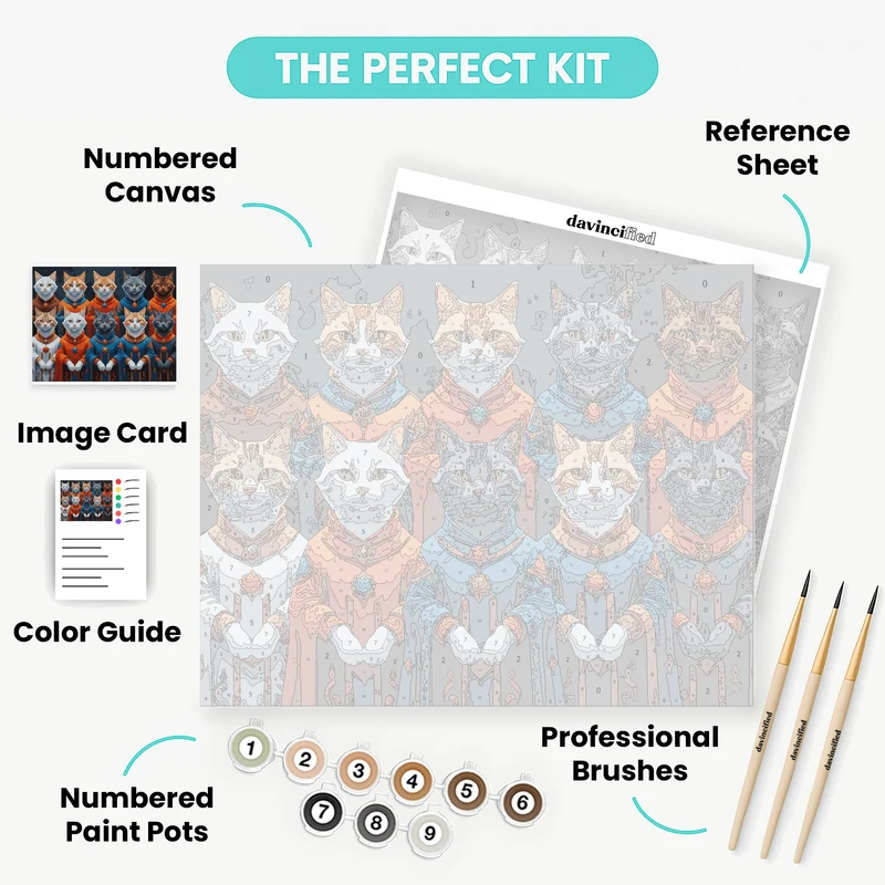 Fantasy Cats in Medieval Robes - Paint by Numbers Kit