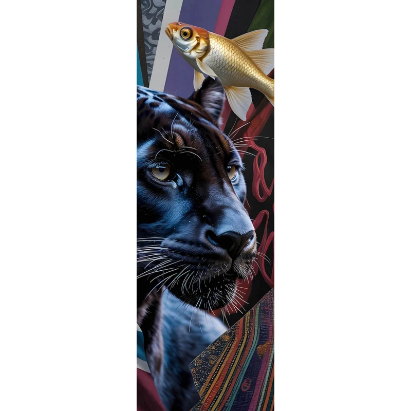 Acrylglasbild Panther und Fische modern Panorama Hoch