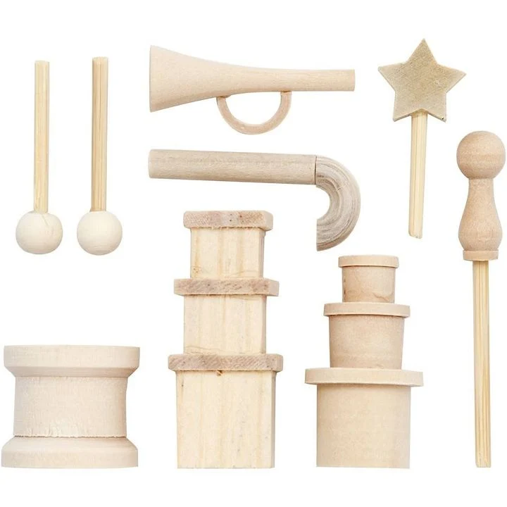 Mini Wooden Decorations - Christmas Set of 9