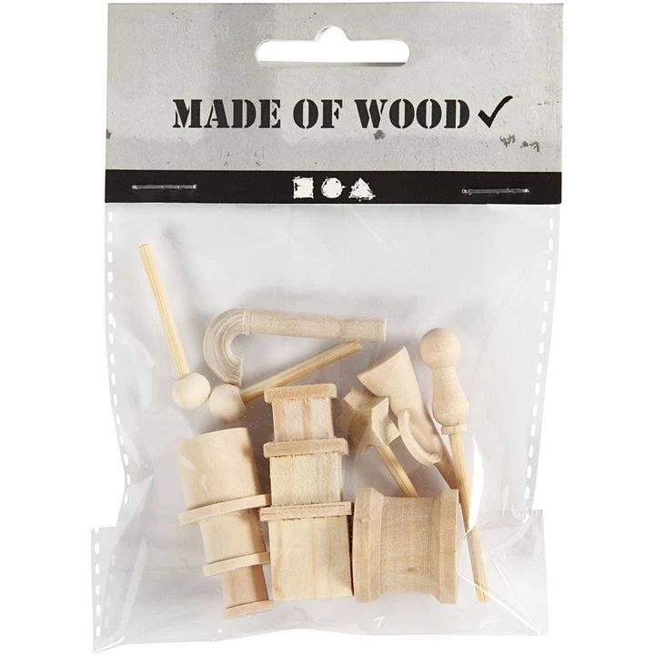 Mini Wooden Decorations - Christmas Set of 9