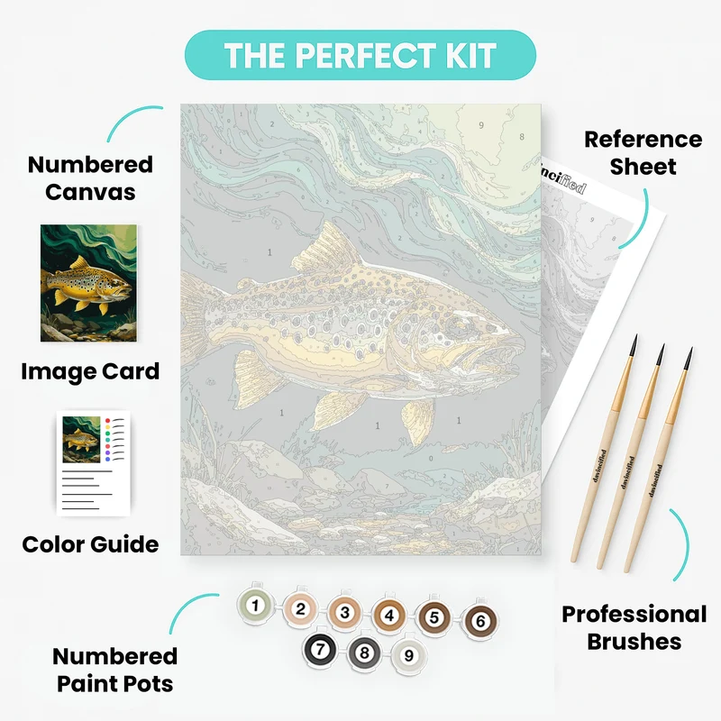 Golden Trout in Mountain Stream - Paint by Numbers Kit