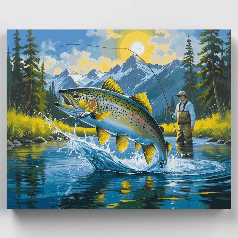 Mountain Trout Fishing Adventure - Paint by Numbers Kit