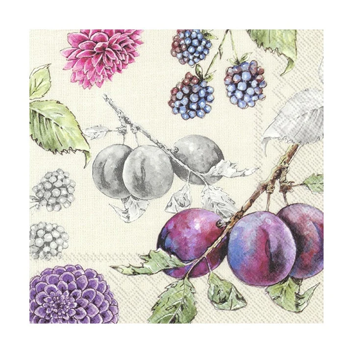 Delicious Plums Eco Decoupage Napkin - 1 pc