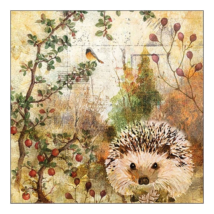 Autumn Hedgehog Eco Decoupage Napkin - 1 pc