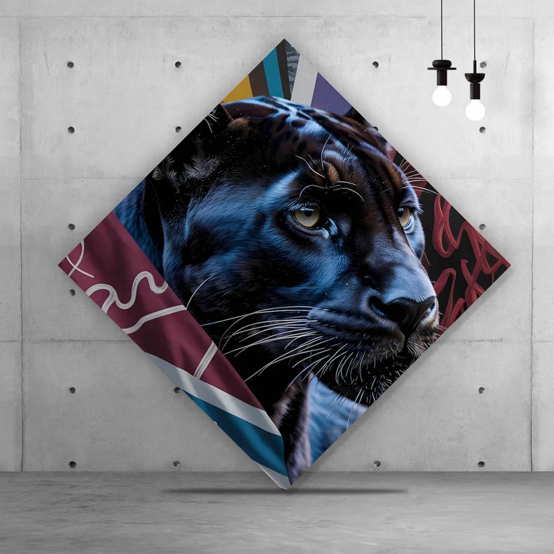 Spannrahmenbild Panther und Fische modern Raute