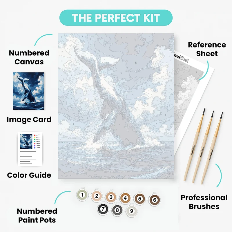 Majestic Whale Breaching Ocean Waters - Paint by Numbers Kit