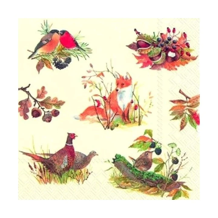 Autumn Wildlife Eco Decoupage Napkin - 1 pc