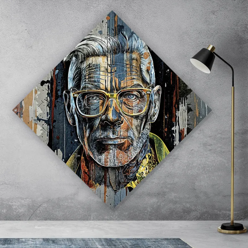 Leinwandbild Porträt Mann mit Brille Raute