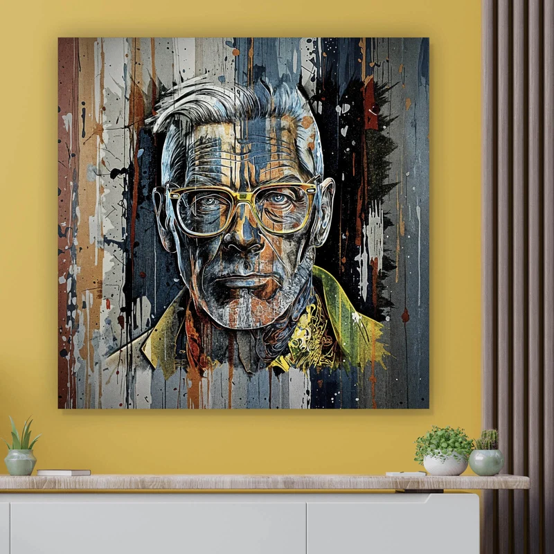 Spannrahmenbild Porträt Mann mit Brille Quadrat