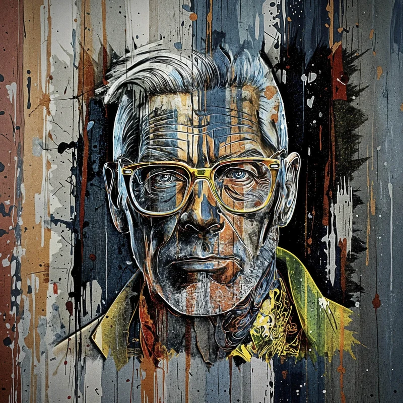 Acrylglasbild Porträt Mann mit Brille Quadrat