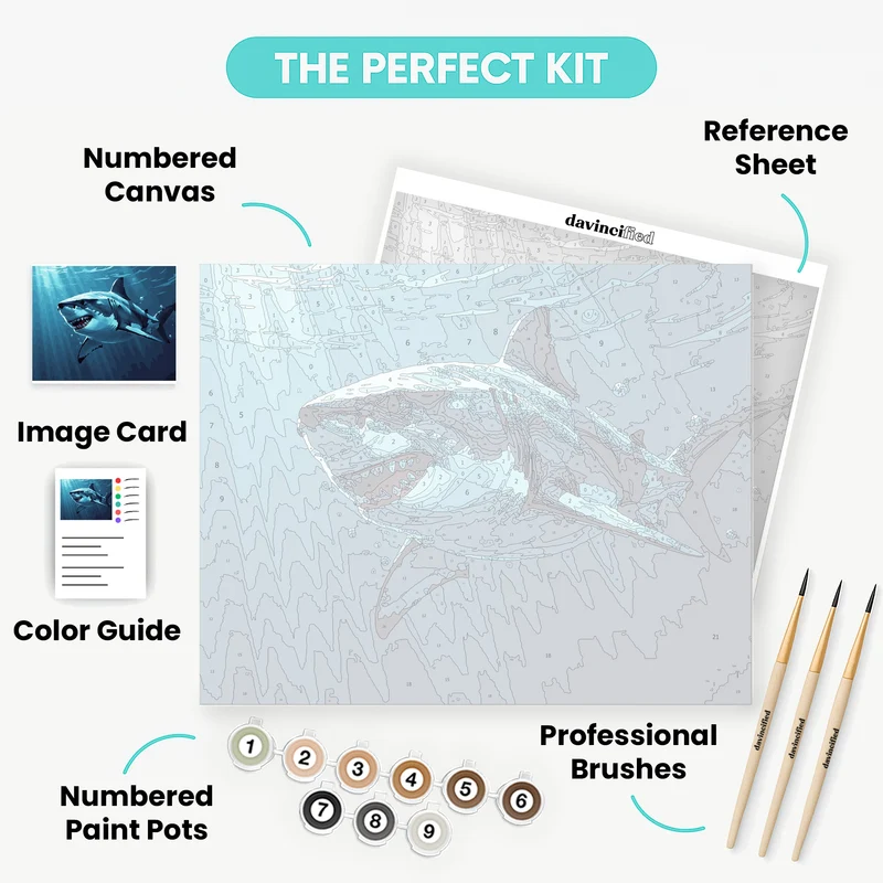 Great White Shark Underwater Adventure - Paint by Numbers Kit
