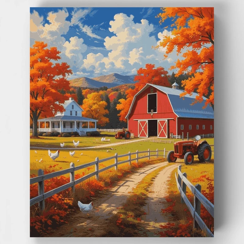 Autumn Farm Countryside Paradise - Paint by Numbers Kit