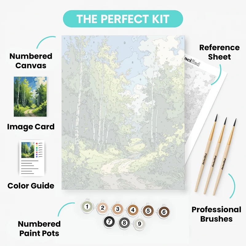 Serene Birch Forest Path - Paint by Numbers Kit
