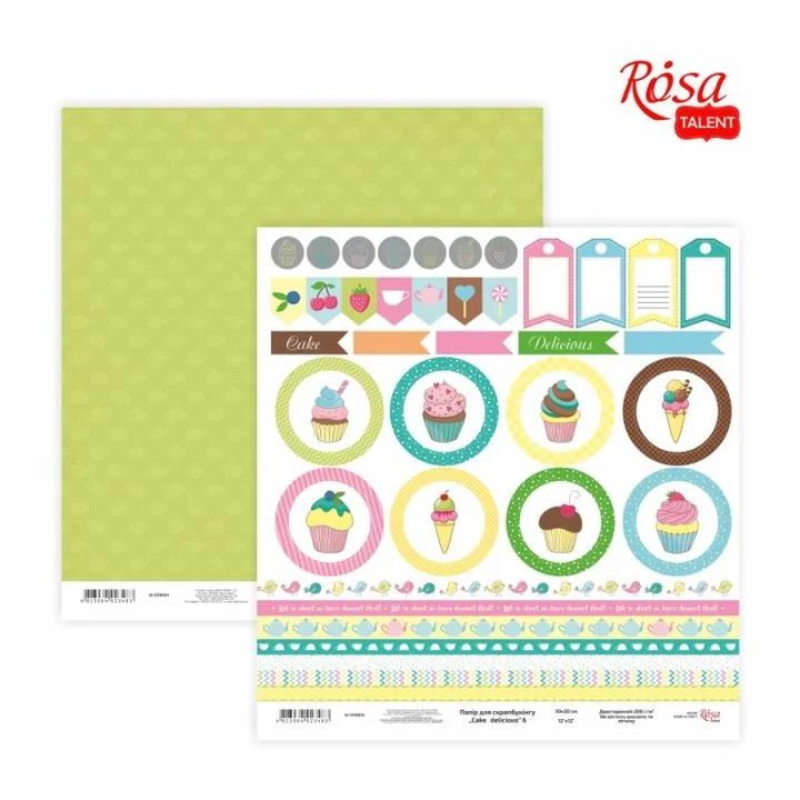 Scrapbooking Papers 30.48 x 30.48 cm Cake Delicious