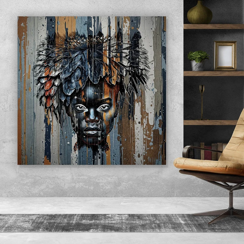 Acrylglasbild Eindrucksvolles Frauengesicht Quadrat