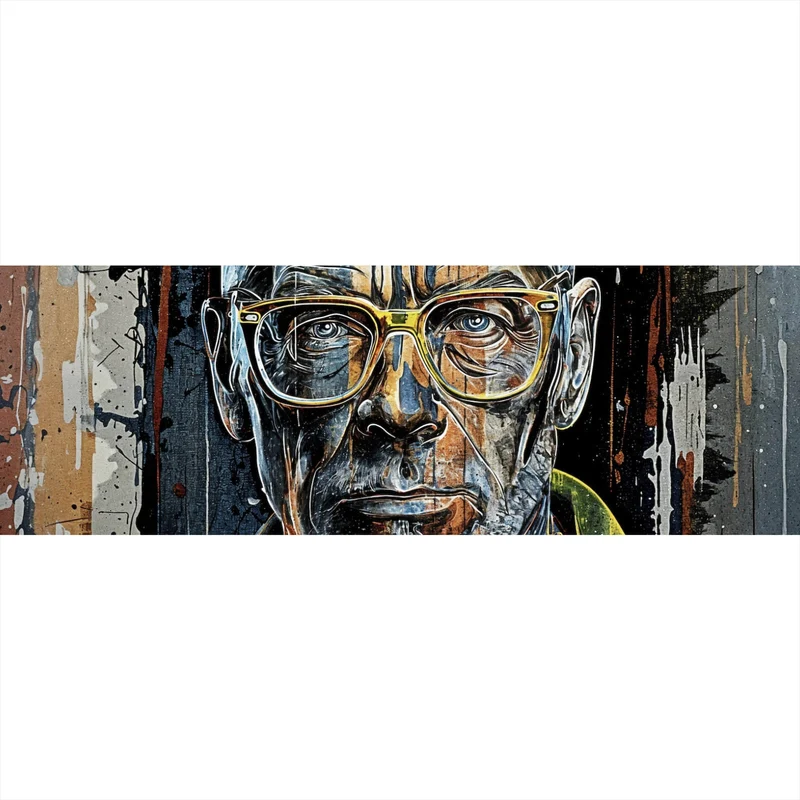 Acrylglasbild Porträt Mann mit Brille Panorama