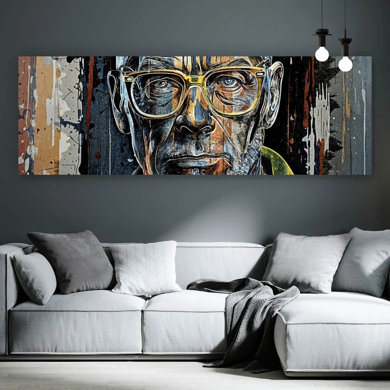 Leinwandbild Porträt Mann mit Brille Panorama