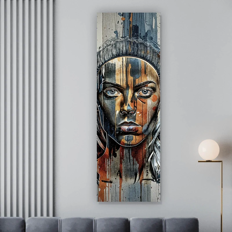 Poster Modernes Porträt mit Kopfhörern Panorama Hoch