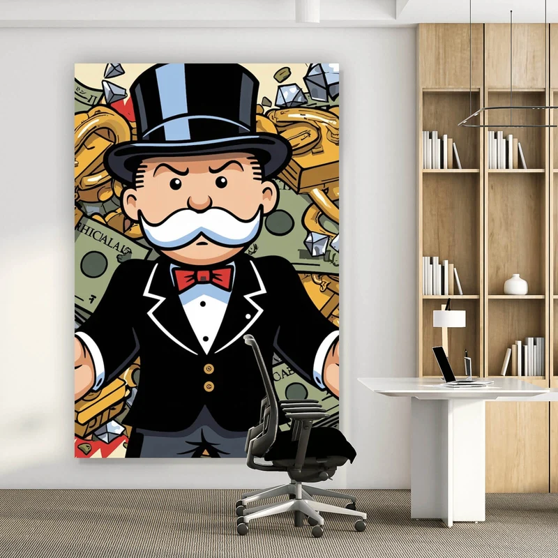 Leinwandbild Reicher Mann Geldscheine Diamanten Kunst Hochformat