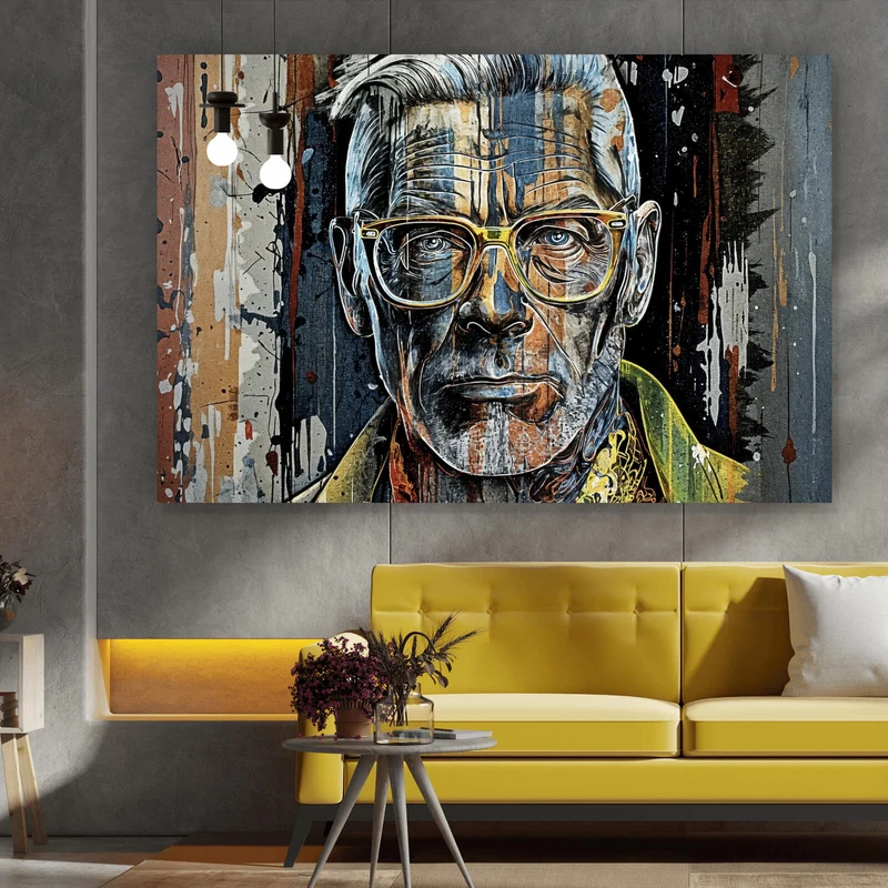 Leinwandbild Porträt Mann mit Brille Querformat