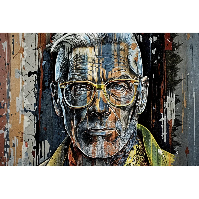 Poster Porträt Mann mit Brille Querformat